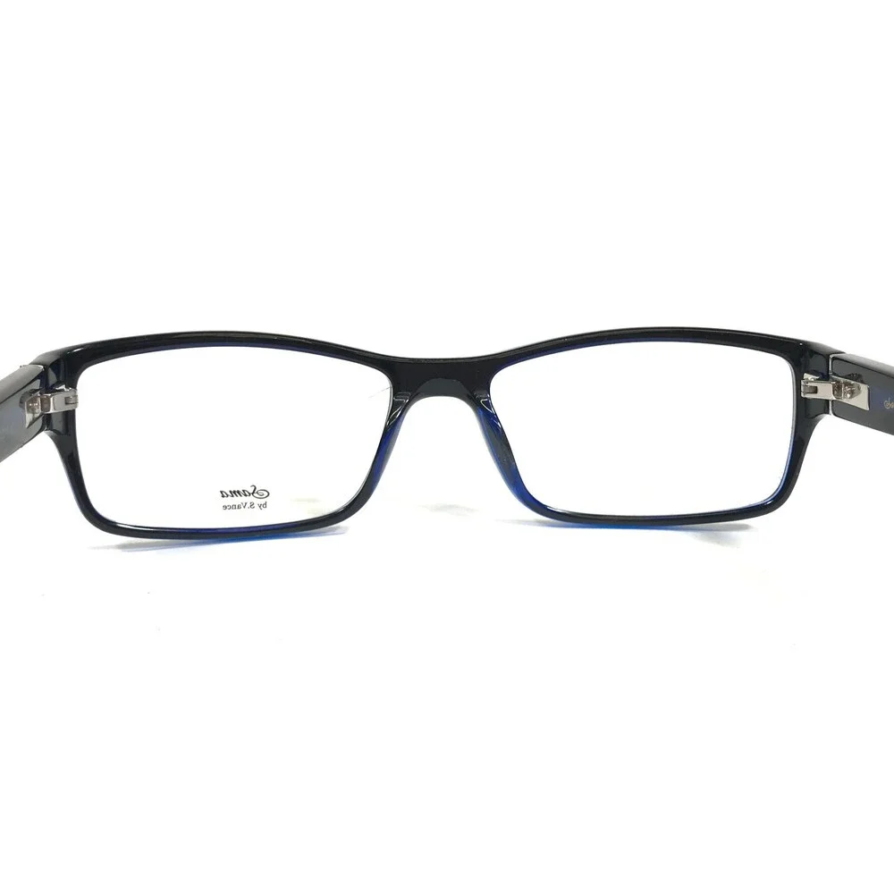 Sama Eyeglasses Frames Strada BLK/DENIM Black Clear Blue Full Rim 57-17-135